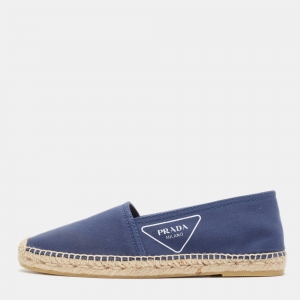 Prada Blue Canvas Slip On Espadrilles Size 41