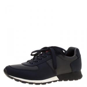 Pre Owned Prada Sport Two Tone Fabric Lace Up Sneakers Size 42.5