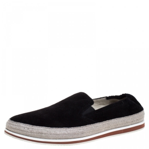 Prada Sport Black Suede Leather Espadrille Sneakers Size 41