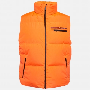 Prada Sport Orange Synthetic Padded Vest L