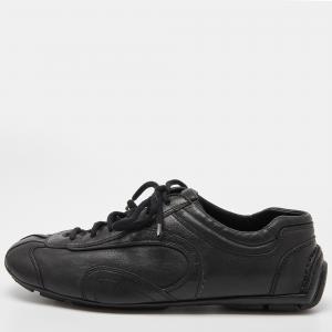 Prada Sport Black Leather Low Top Sneakers Size 40