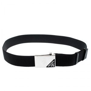 Prada Black Stretch Fabric Belt 90CM