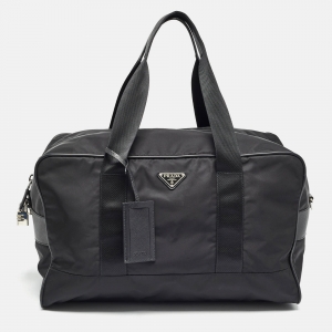 Prada Black Nylon and Leather Duffle Bag