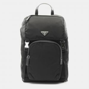 Prada Black Re-Nylon Saffiano Leather Backpack