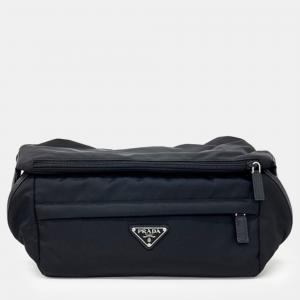 Pre Owned Prada Black Re-Nylon Biker Bag Medium