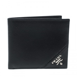 Prada Black Saffiano Leather  Bifold Wallet