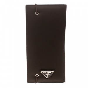 Prada Dark Brown Nylon Continental Wallet