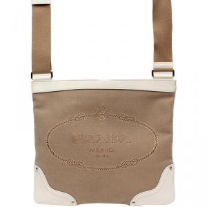 Prada Beige Nylon Shoulder Bag 