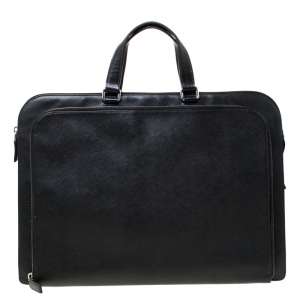 Prada Black Saffiano Leather Briefcase Laptop Bag