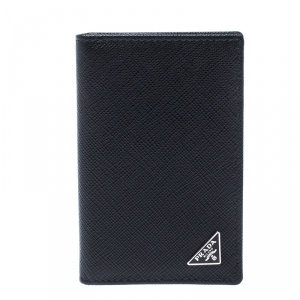 Prada Black Saffiano Lux Leather Bifold Card Holder