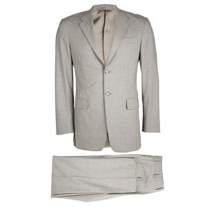 Prada Beige Pinstriped Wool Regular Fit Suit S