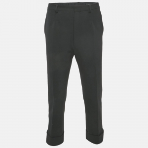 Prada Black Gabardine Straight Leg Trousers L