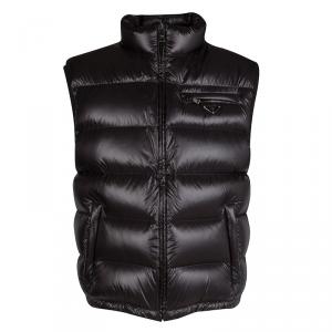 Prada Black Sleeveless Quilted Down Jacket 3XL