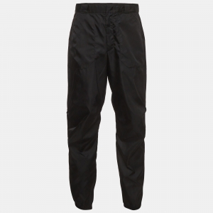 Pre Owned Prada Black Re-Nylon Embossed Triangle Logo Jogger M 