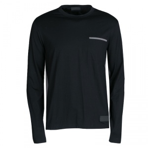 Prada Black Contrast Side Panel Detail Long Sleeve T-Shirt XL