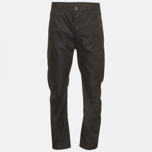 Pre Owned Prada Black Re-Nylon Straight Fit Buttoned Trousers M