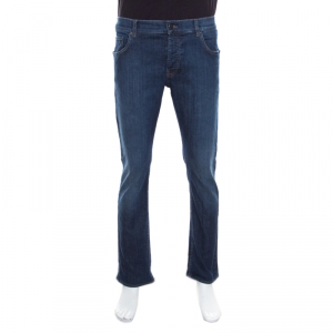 Prada Indigo Dark Wash Faded Effect Denim Tight Fit Jeans L
