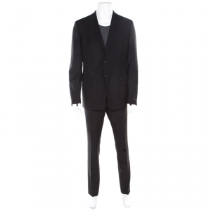 Prada Black Wool and Mohair Tailored Suit 2XL