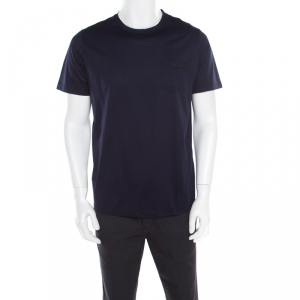 Prada Navy Blue Cotton Jersey Short Sleeve Crew Neck T-Shirt L