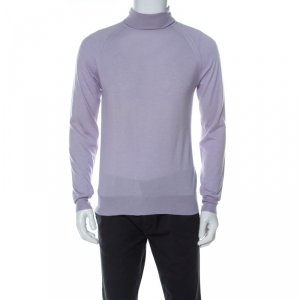 Prada Lavender Cashmere Silk Raglan Sleeve Turtleneck Sweater L