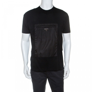 Prada Black Cotton Front Patch Pocket Detail T-Shirt L