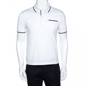 Prada White Cotton Short Sleeve Polo T-Shirt M