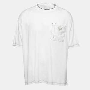 Prada White Cotton Pocket Detail Short Sleeve T-Shirt XL