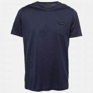 Prada Navy Blue Cotton Crew Neck T-Shirt XXL
