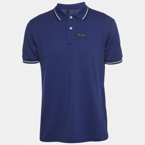 Prada Blue Cotton Pique Polo T-Shirt L