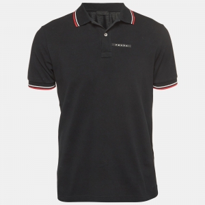 Prada Black Cotton Pique Polo T-Shirt M