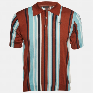 Prada Multicolor Striped Silk Knit Polo T-Shirt S