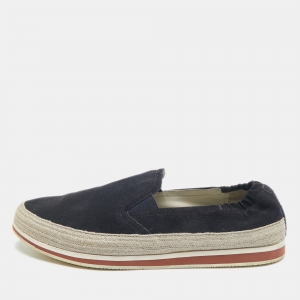 Prada Navy Blue Suede Slip On Espadrille Size 42.5