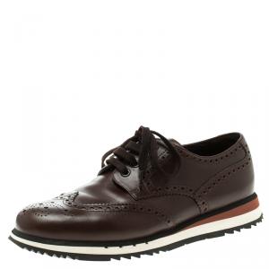 Prada Brown Leather Brogue Sneakers Size 41.5