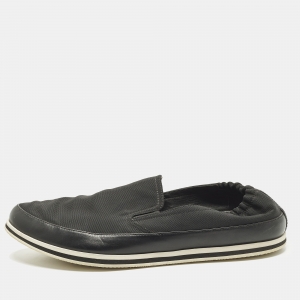 مملوكة مسبقًا حذاء سهل الارتداء برادا كانفاس وجلد أسود مقاس 42