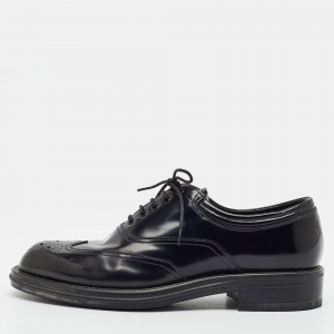 Pre Owned Prada Size 39 Black Brushed Leather Brogues