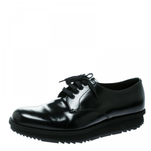 Prada Black Leather Derby Sneakers Size 42