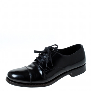 Prada Black Leather Lace Up Oxfords Size 41