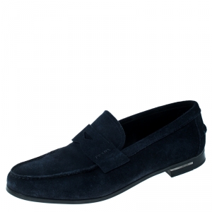 Prada Navy Blue Suede Loafers Size 40.5