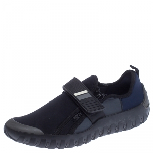 Prada Black/Blue Nylon Velcro Strap Sneakers Size 41