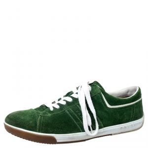 Prada Green Suede Cap Toe Lace Up Sneakers Size 43