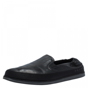 Prada Black Leather Scrunch Smoking Slippers Size 41