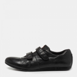 Prada Black Leather Velcro Low Top Sneakers Size 41