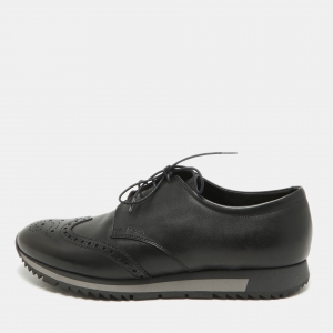 Prada Black Brogue Leather Derby Sneakers Size 43