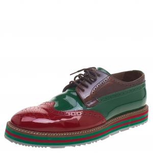 Prada Tri Color Brogue Leather Wingtip Derby Size 41