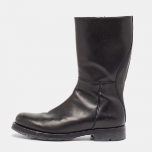 Prada Black Leather Midcalf Boots Size 42