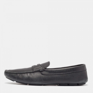 Prada Black Leather Slip On Loafers Size 46