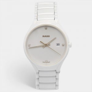 Rado White High-Tech Ceramic Titanium True R27240712 Men's Wristwatch 40 mm
