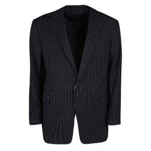 Pre Owned Ralph Lauren Black Dot Striped Wool Regular Fit Blazer XXXL