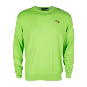 Pre Owned Ralph Lauren Kiwi Green Cotton Cashmere Sweater XL