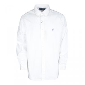 Pre Owned Ralph Lauren White Cotton Long Sleeve Button Down Classic Fit Shirt XL